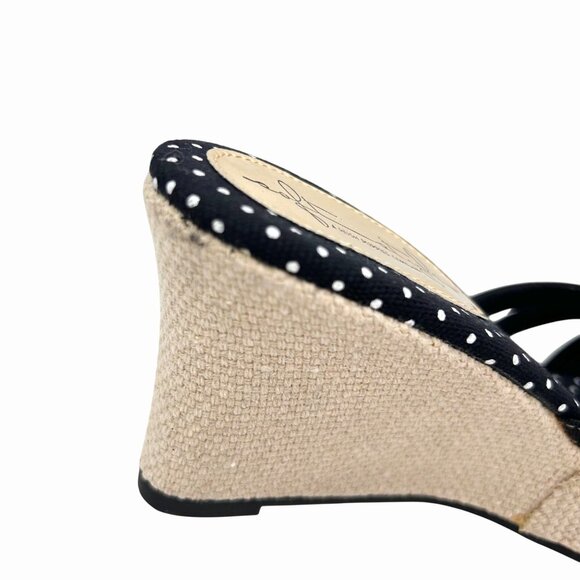 NWOT HUSH PUPPIES SOFT STYLES NAVY BLUE WHITE POLKA DOT WEDGE SANDALS 7.5 - Picture 5 of 9